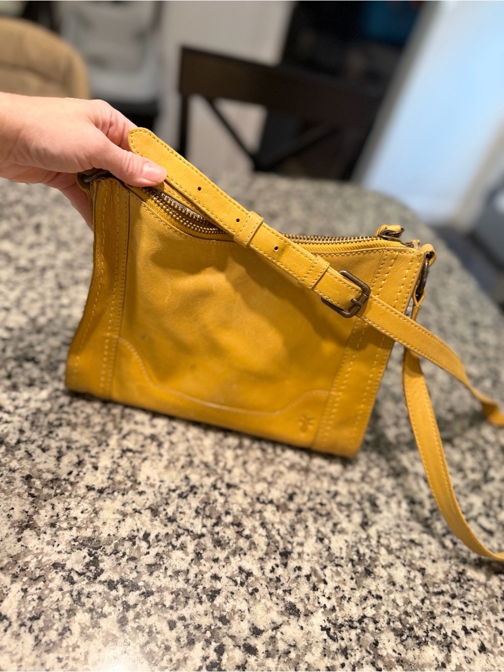 Frye Mustard Leather Crossbody Bag